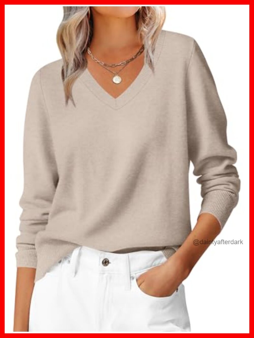 Women's Long Sleeve V Neck Lightweight Pullover Sweater Top